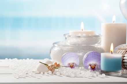Spa composition with candles, a Beauty & Fashion Photo by Natalia Klenova's Shop