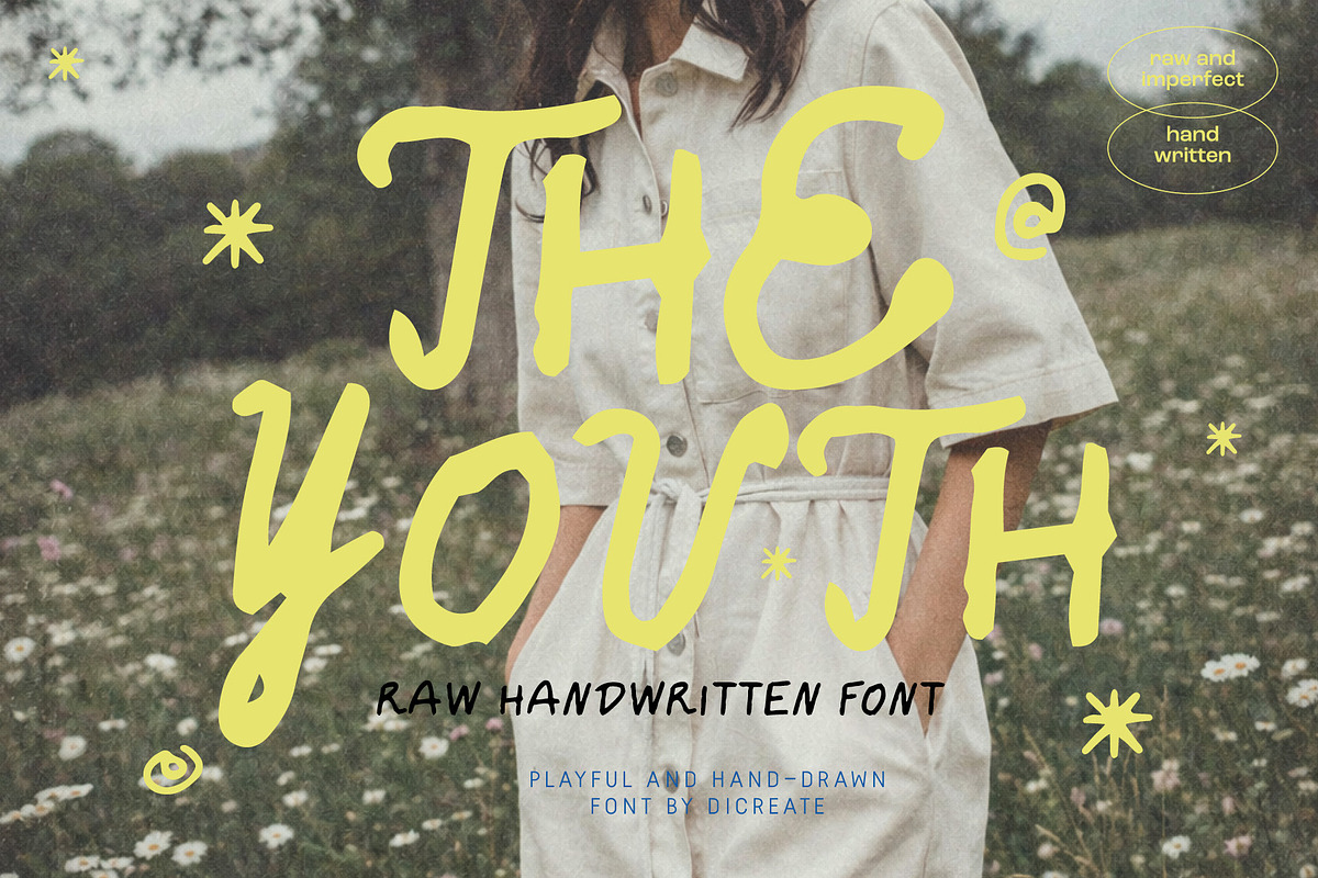 The Youth. RAW Handwritten Font, a Handwritten Font by dicreate (Photo 1 of 14)