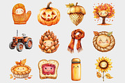Watercolor Kawaii Autumn Clipart, a Seasonal Illustration by Design Market (Thumbnail 3 of 5)