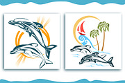 Dolphins and the sea. Vector art., an Animal Illustration by Kopirin (Thumbnail 4 of 6)