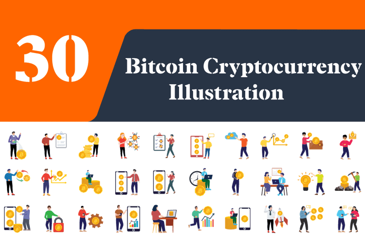 Bitcoin Cryptocurrency Illustrations, a Finance Illustration by EllaMaiyaali (Photo 2 of 3)