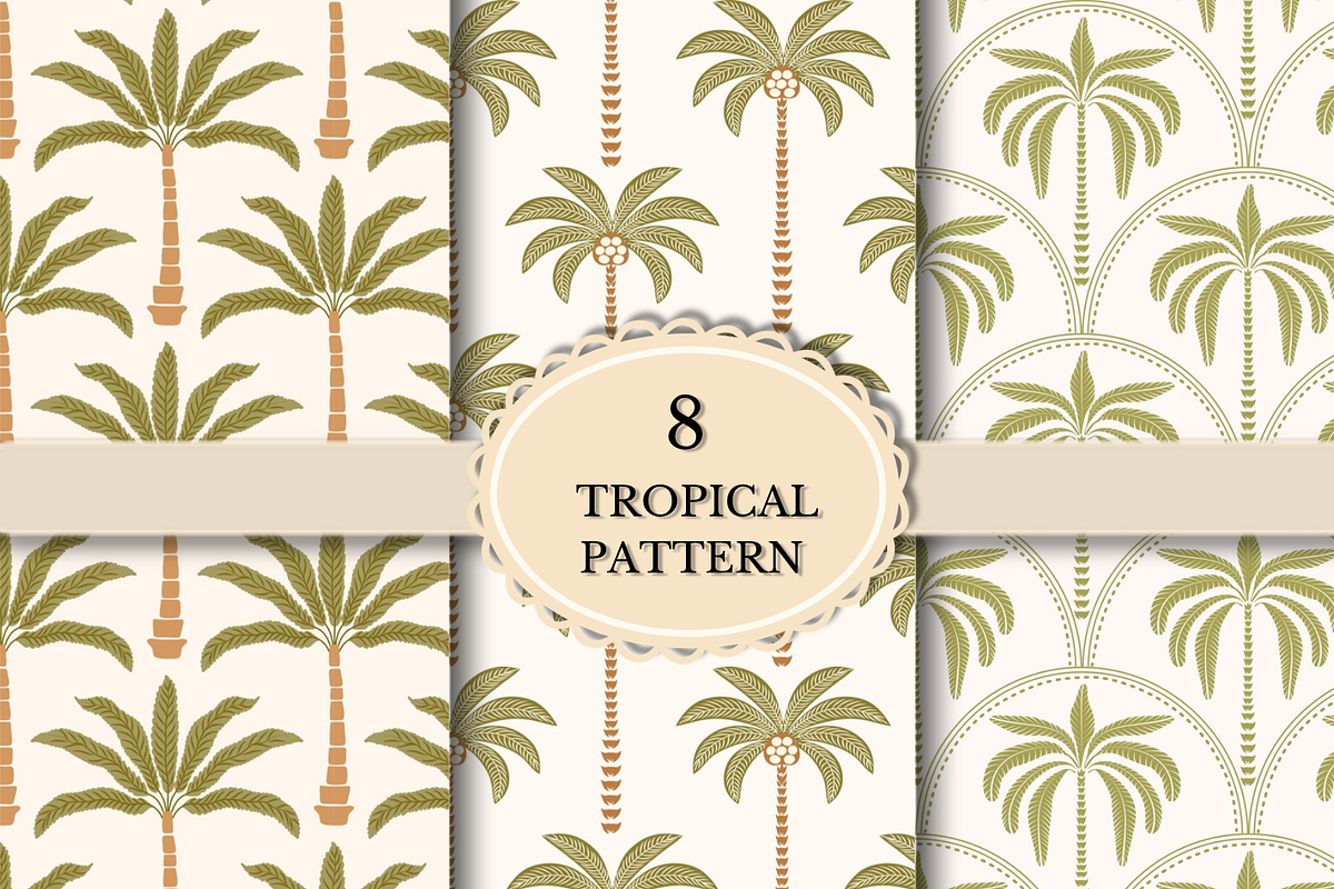 Tropical Palm Tree Seamless Patterns, a Pattern Graphic by wind mill (Photo 1 of 3)