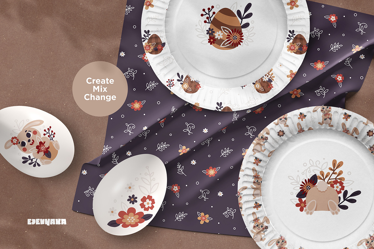 Cute Easter Clipart, Patterns, Print, a Seasonal Illustration by Ejevyaka (Photo 10 of 11)