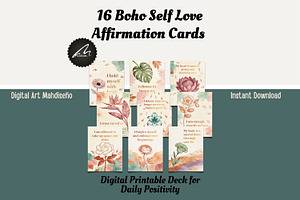 Boho Botanical Affirmation Cards