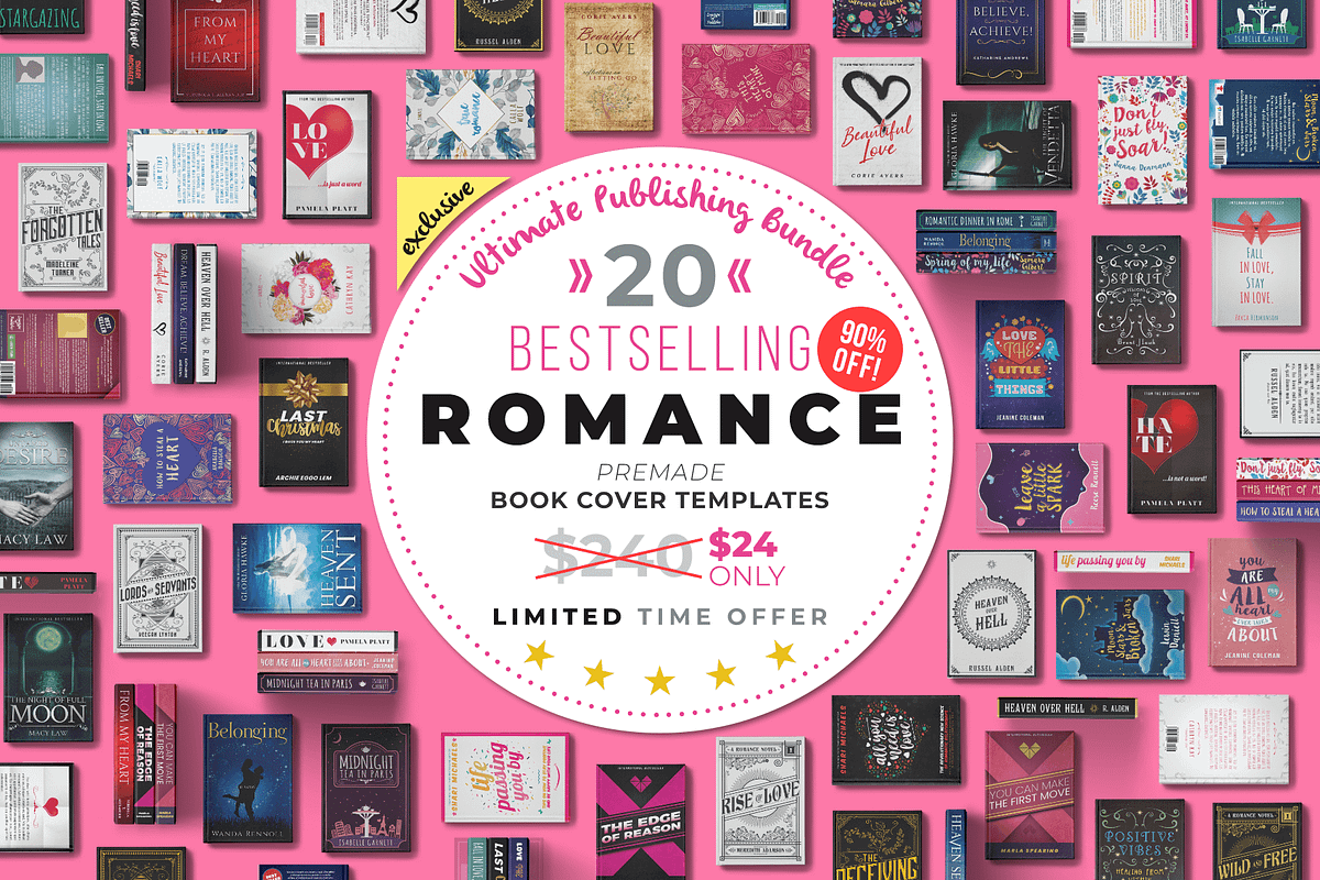 ROMANCE Book Cover Templates Bundle, a Templates & Theme by Digital Goods (Photo 1 of 7)