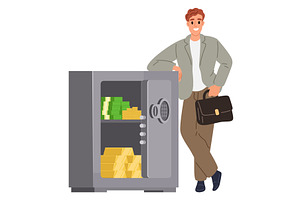 Successful businessman standing next, a Finance Illustration by Vectorbuum
