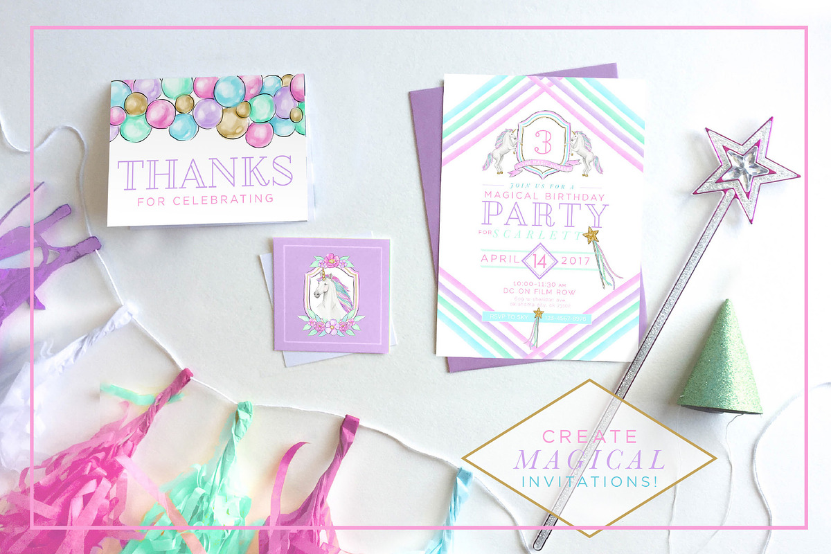 Unicorn Party Pack, an Illustration by Relish Designs (Photo 4 of 6)