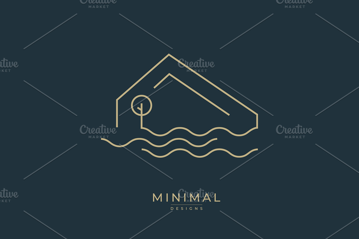 wave with a house, island house logo, a Branding & Logo Template by idesign_4u