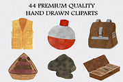 Watercolor Fishing Clipart Set, an Illustration by CropUp Creative (Thumbnail 2 of 4)