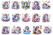 Watercolor Cute Unicorn Clipart PNG, an Animal Illustration by Creative Arslan (Thumbnail 2 of 9)