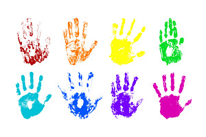 Colorful palm handprint collection, an Illustration by art PVP - market