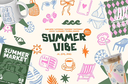 Summer Vibe (Vector Collection), a Seasonal Illustration by PixelAesthetic