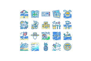 summer season vacation nature icons, an Object Illustration by pikepicture