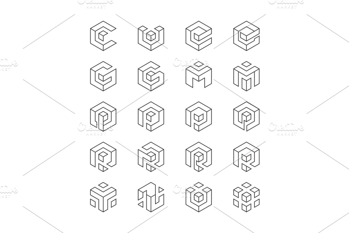 40 Hexagon Outline Vector Logos, a Branding & Logo Template by yopie