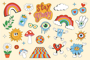 Vintage Groovy Elements, an Illustration by alexdndz