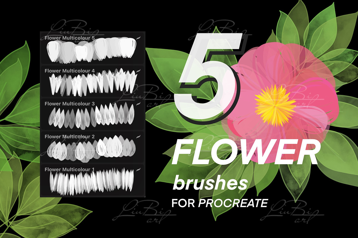 53 Nature Brush Set for Procreate, a Brush Add-On by LiuBi Art