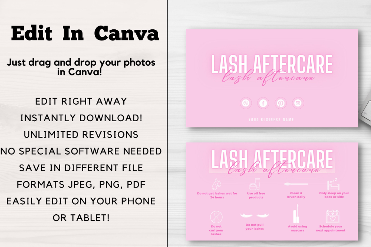 Lash Aftercare Card Template, a Card Template by YasdeyDesigns (Photo 5 of 8)