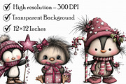 Whimsical Penguin Christmas Clipart, an Illustration by Libby Wishes (Thumbnail 3 of 7)