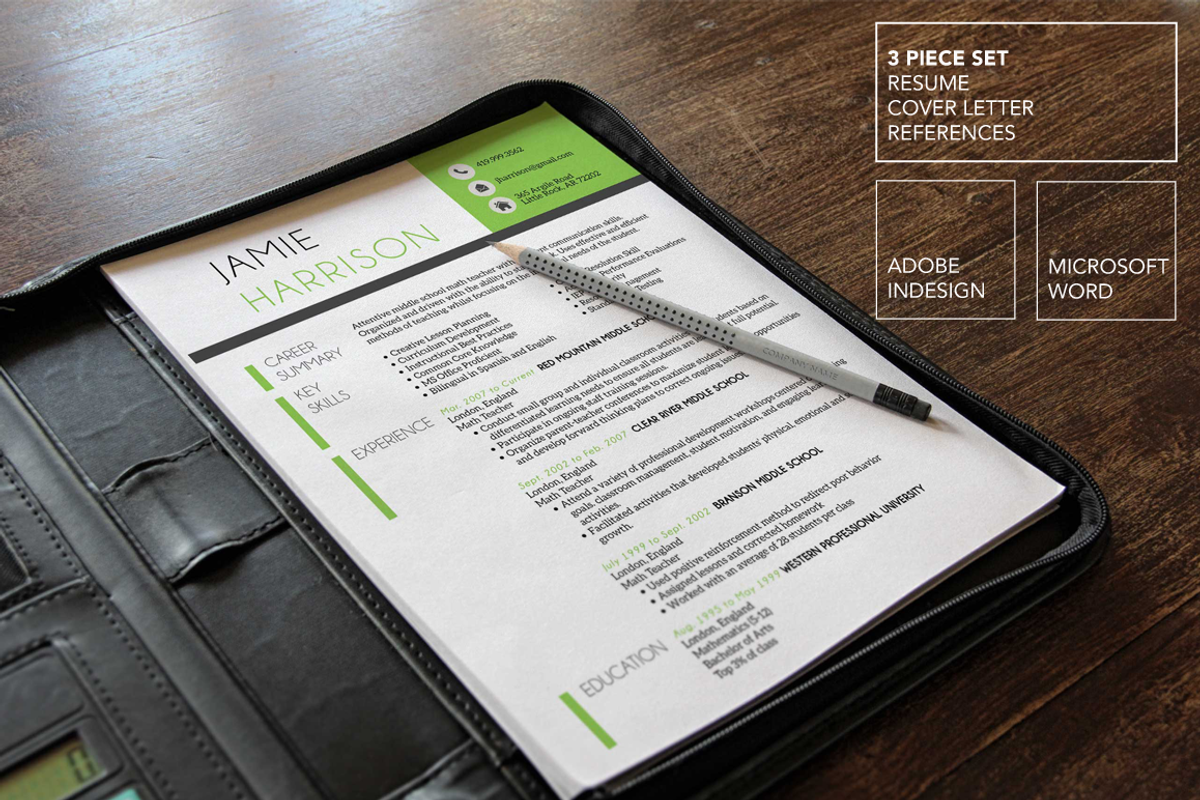 3 Piece Resume Set | Word & Indesign, a Resume Template by Scribbled Napkin Design (Photo 1 of 4)