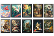 Watercolor Cat Wall Art Prints, an Animal Photo by Chipshpow Graphics (Thumbnail 5 of 8)