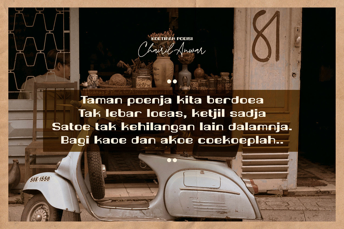 Poespa Indah - Old Type, a Sans Serif Font by ikiiko (Photo 3 of 6)