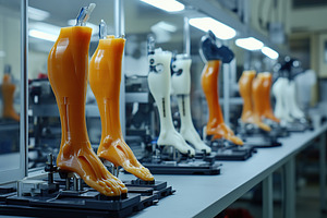 Innovative designs of prosthetic limbs displayed in a high-tech workshop, an Industrial Photo by AlyaAnd