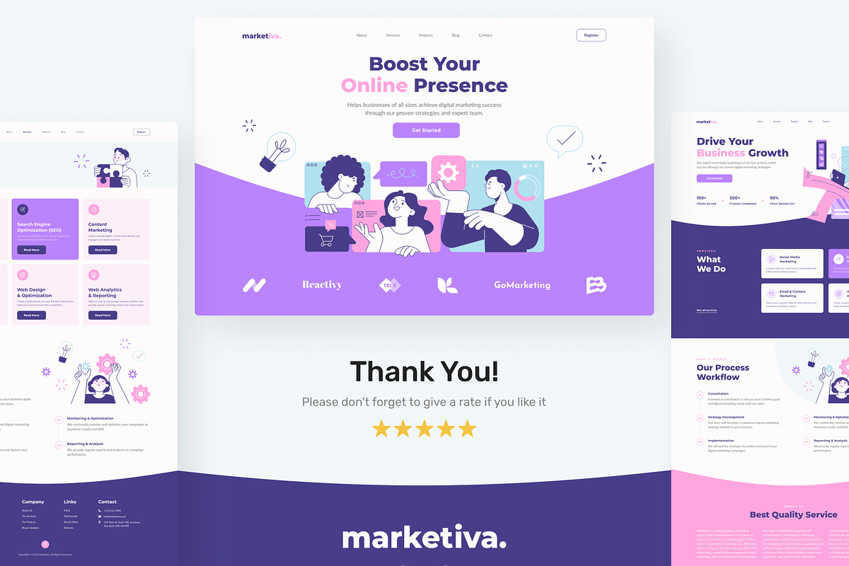 Marketiva Digital Agency Framer, an UI Kit Template by peterdraw (Photo 9 of 9)