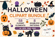 Cute Halloween Clipart Bundle, a Pattern Graphic by OREHOVKA (Thumbnail 1 of 4)