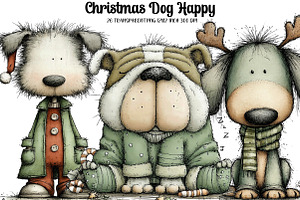Christmas Dog Happy Clipart, an Illustration by DreamArtGraphic