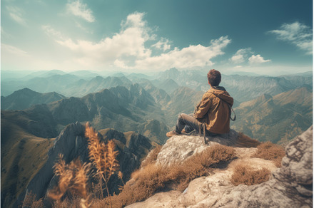 Single man hiker. Generate Ai, a Sports & Recreation Photo by Ylivdesign