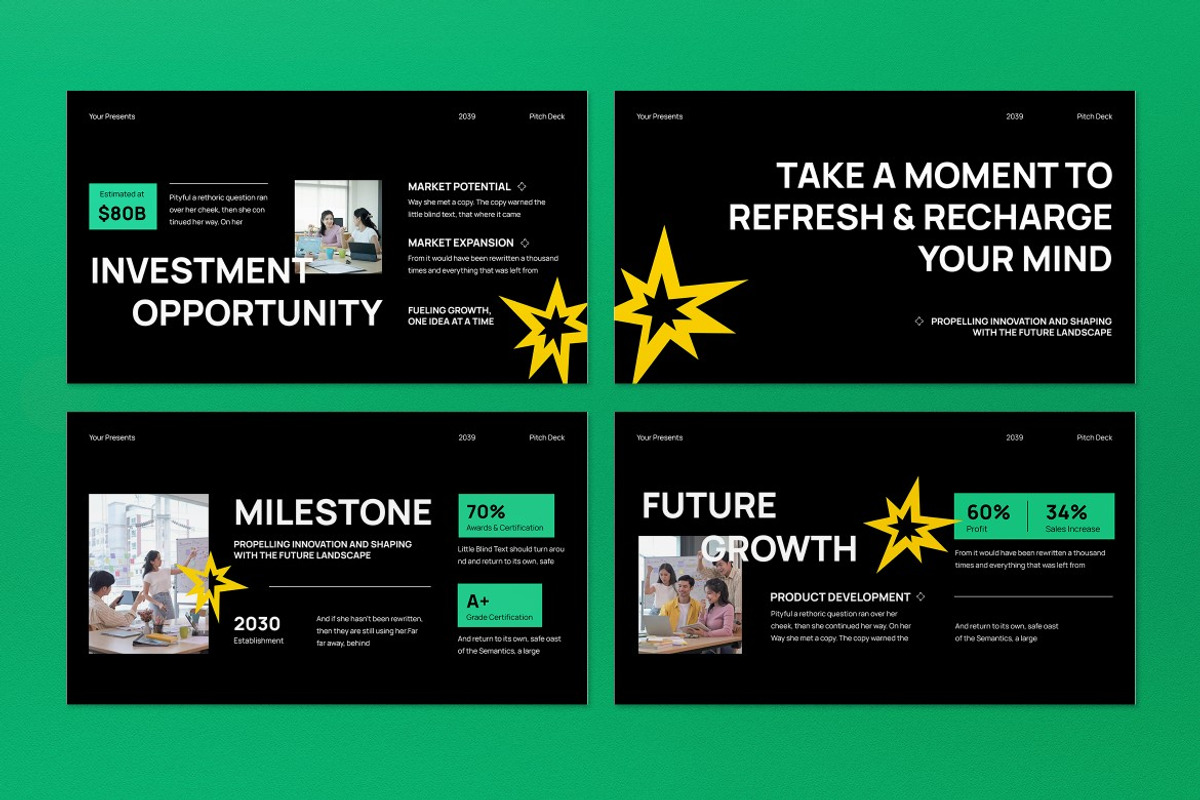 Black Green Pitch Deck PPT, a Presentation Template by graphicook (Photo 4 of 5)