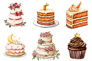 Watercolor Cake Clipart PNG, an Illustration by Watercolor design (Thumbnail 3 of 5)