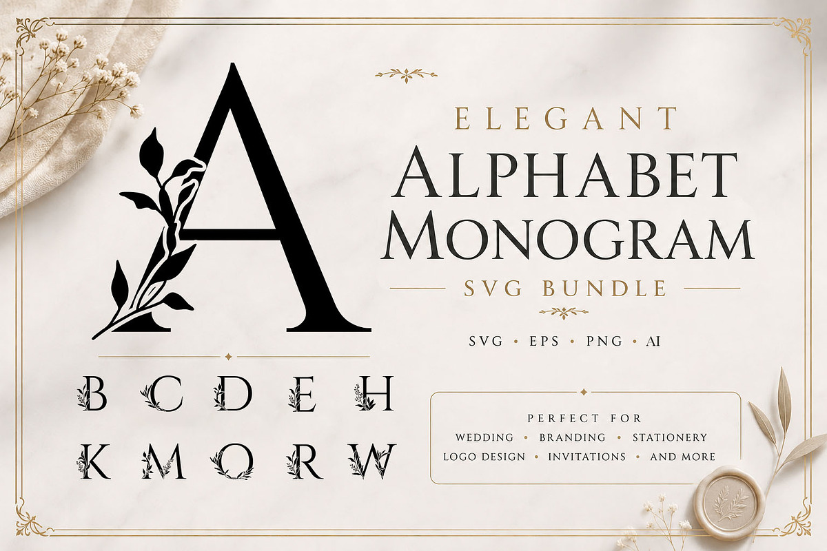Floral Alphabet Monogram, a Decorative Illustration by Papatongartist (Photo 1 of 4)