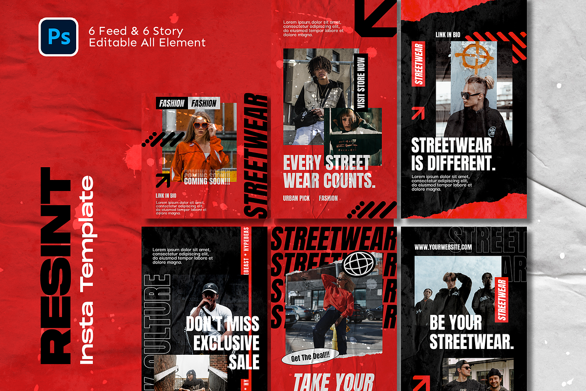 Resint Hypebeast Instagram Template, a Social Media Template by Shinra Labs (Photo 1 of 5)