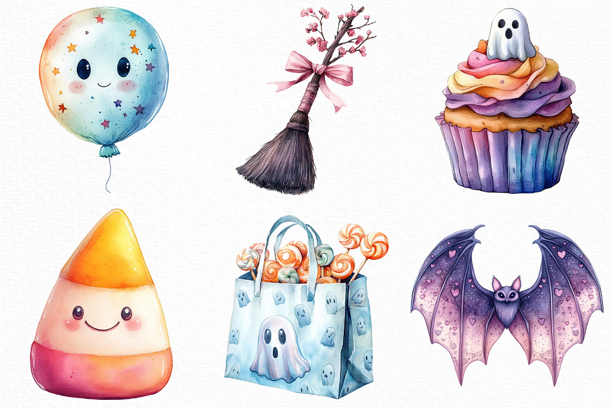 Watercolor Pastel Spooky Halloween, an Illustration by Craft Nest (Photo 4 of 6)