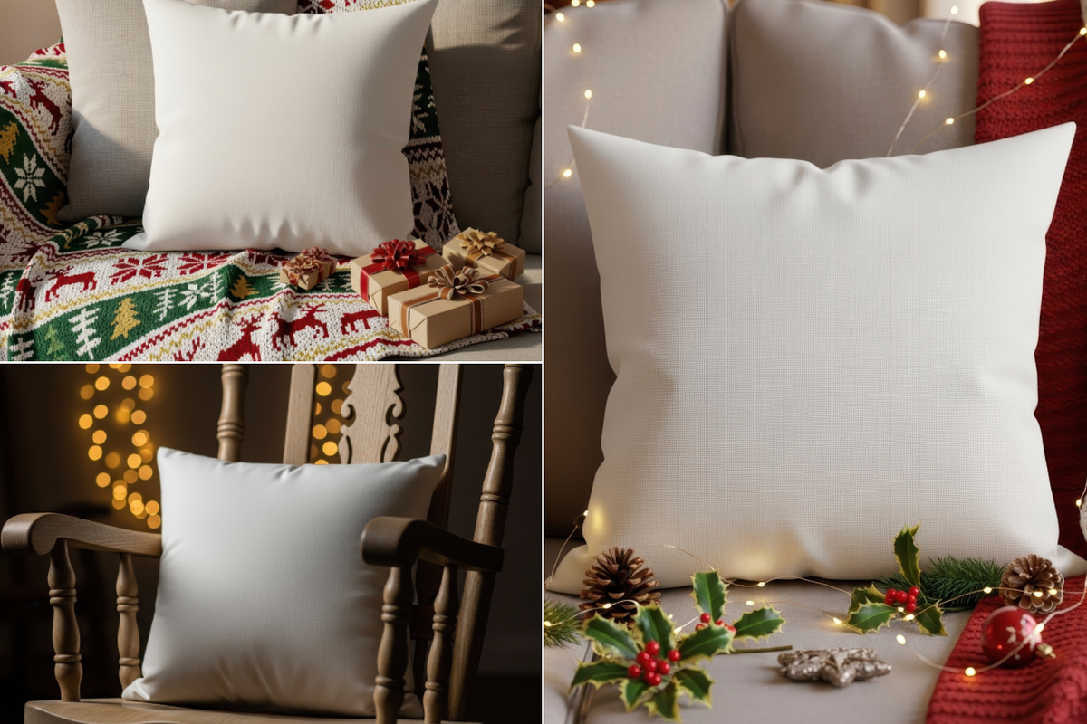 Cozy Christmas Pillow Bundle 400 JPG, a Household Mockup by KennedyStudio (Photo 10 of 13)