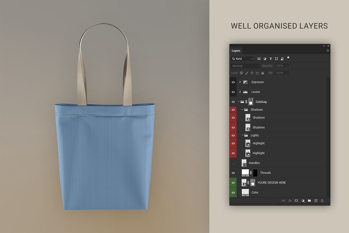 Canvas Tote Bag Mockup, a Packaging Mockup by le-genda (Photo 4 of 5)