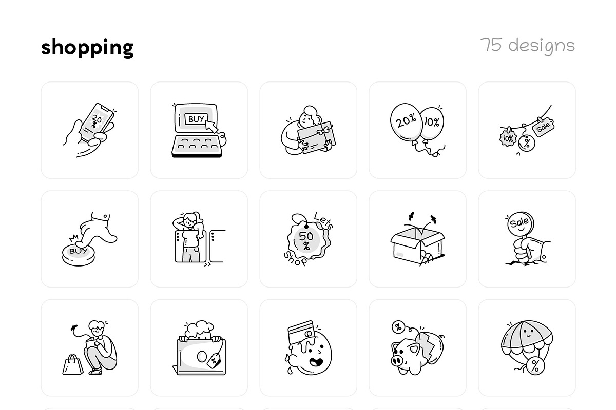 Shopping Doodle Icons, an Outline Icon by Vectors Market (Photo 9 of 10)