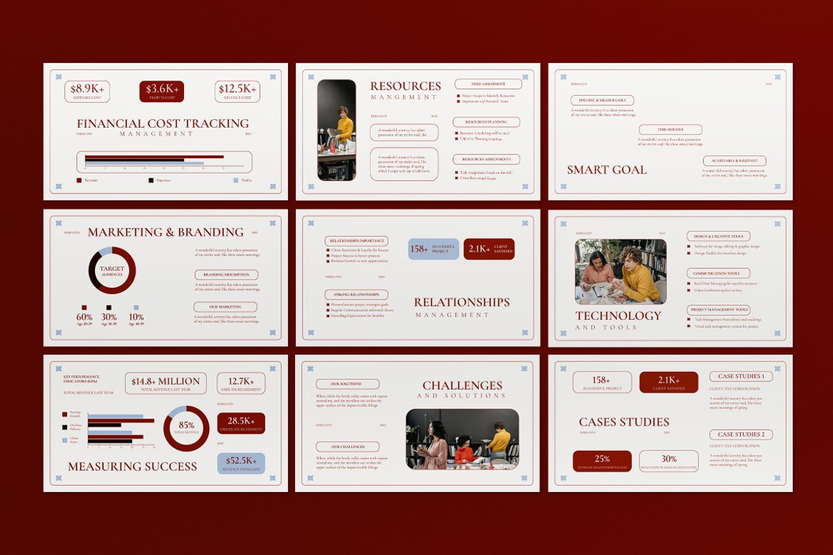 White Red Business Management PPT, a Presentation Template by graphicook (Photo 3 of 4)