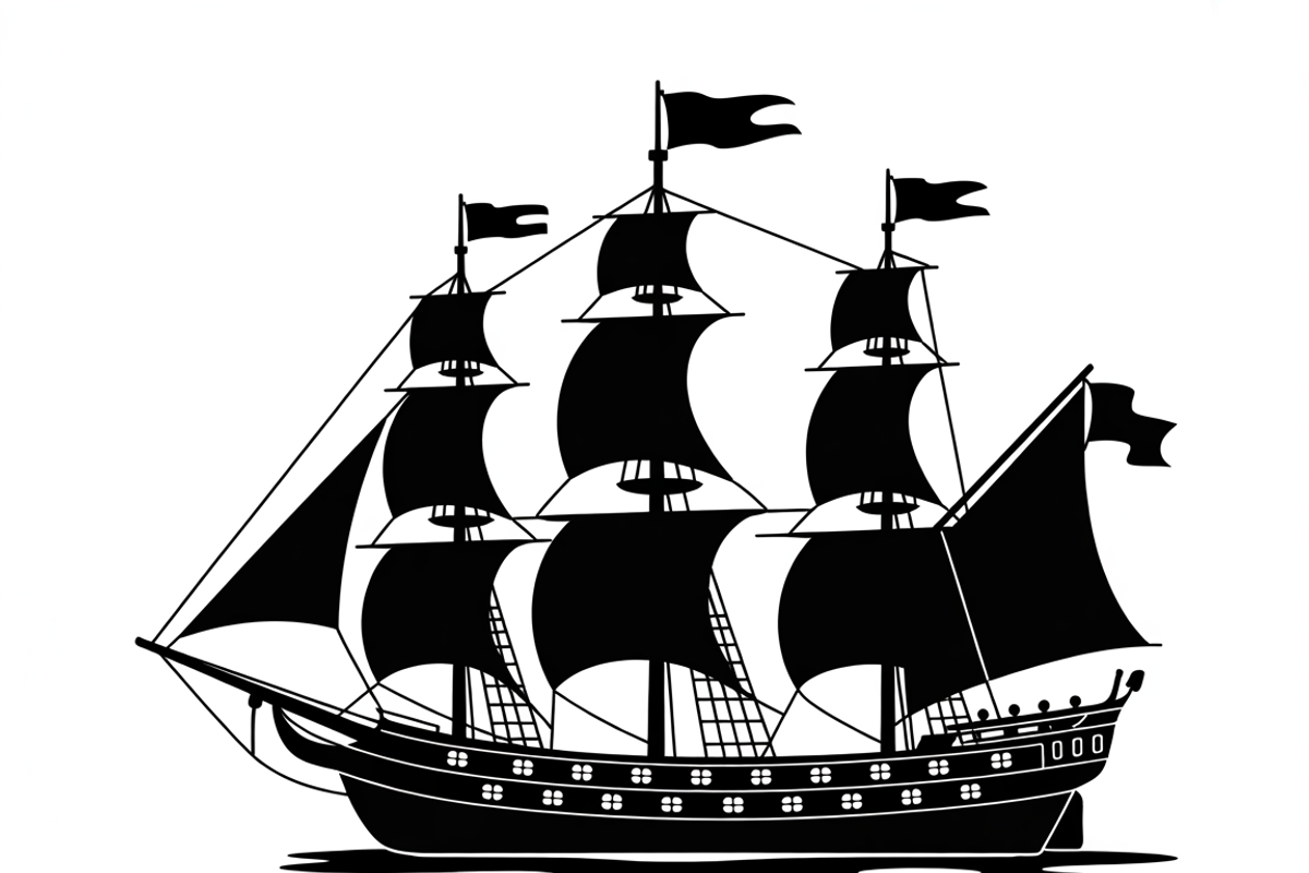 Sailing Ship Silhouette Vector, an Illustration by Amazin_art (Photo 8 of 9)
