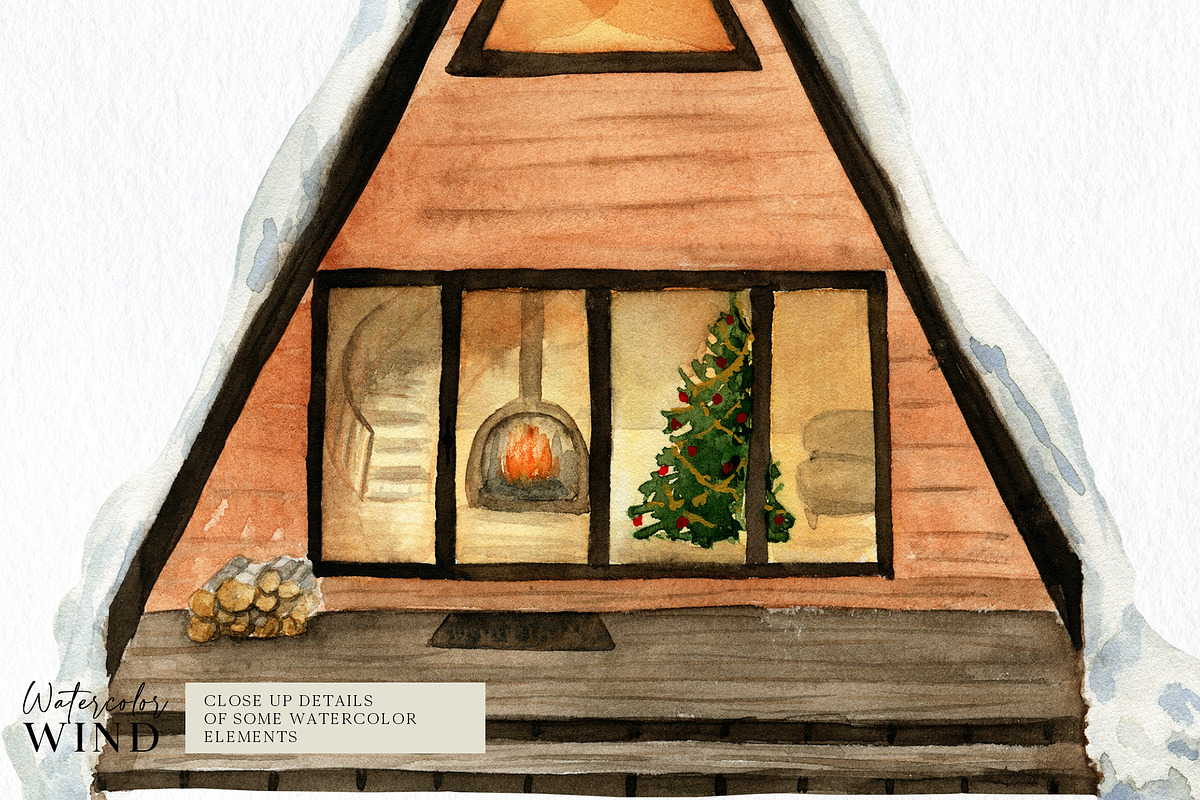 Christmas Forest Cabin Clipart, an Illustration by Ksenia Shmakova (Photo 5 of 13)