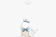 Whale Clipart Set, a Decorative Illustration by Pati Paints (Thumbnail 4 of 10)