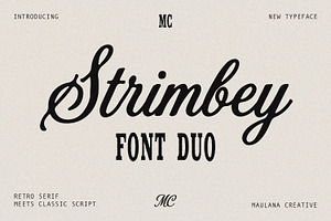 Strimbey Retro Serif Script Font Duo