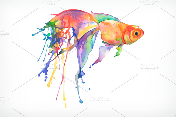 Watercolor Goldfish Vector Icon
