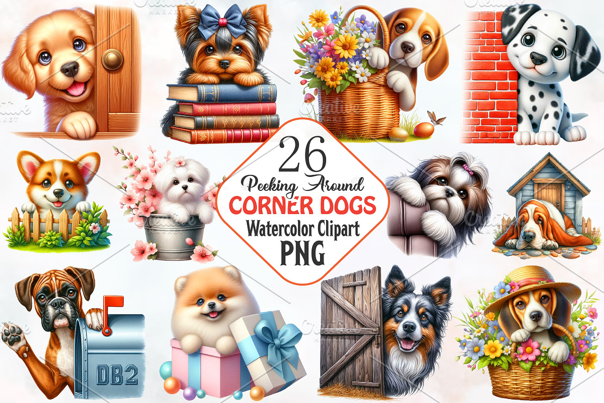 Peeking Around Corner Dog Clipart, an Illustration by RobertsArt (Photo 1 of 7)