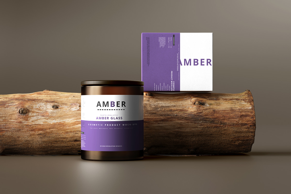 7 in 1 Amber Glass Cosmetic Bundle, a Cups & Container Mockup by pmvch (Photo 100 of 106)