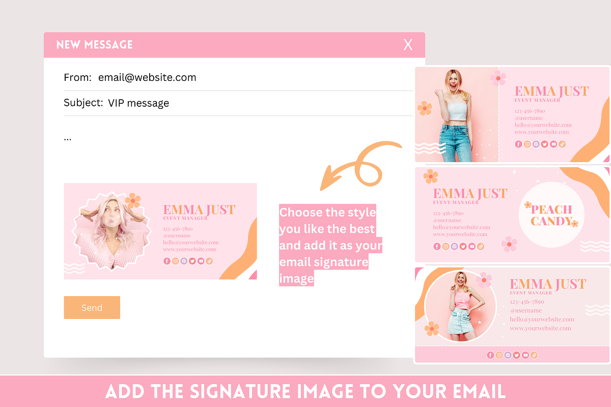 Pastel Email Signature Templates, an Email Template by SunshineStudioBoutique (Photo 4 of 10)