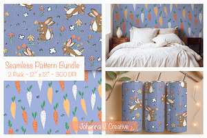 Spring Bunny & Carrot Pattern Set