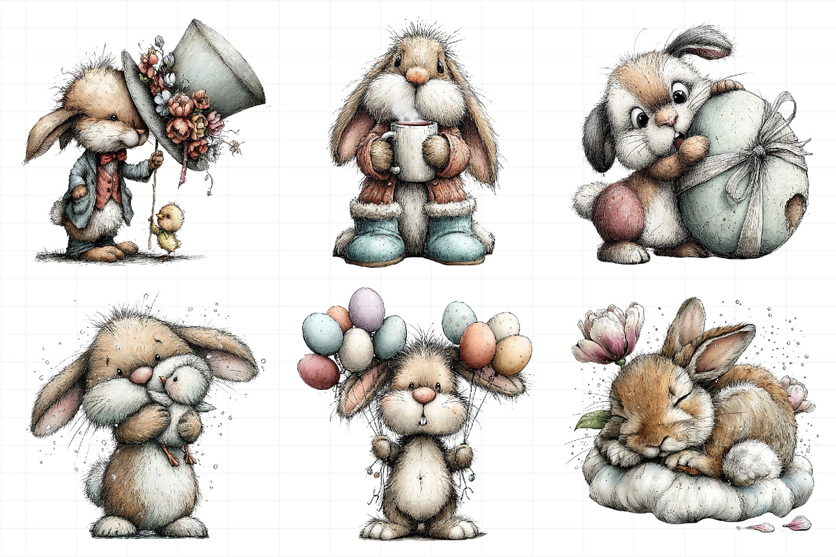 Whimsical Easter Bunny Clipart, an Illustration by Daily.Designs (Photo 6 of 7)