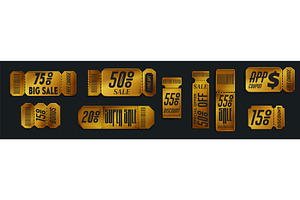 Golden discount tickets and sale, an Object Illustration by art PVP - market
